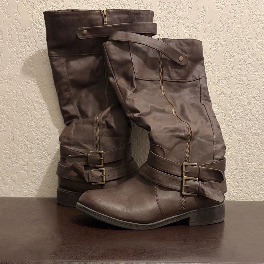 Lane Bryant Dark Brown Moto Boots